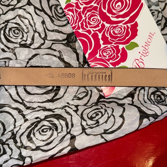 Brighton Classics 4B608 Brown Leather Snakelike Textured Two Tone Buckle Belt - Picture 5 of 7